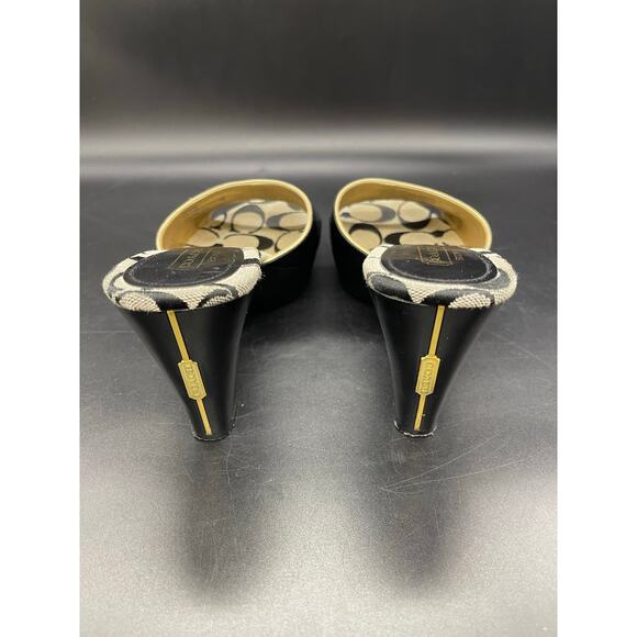Coach Kathie Leather Calf Signature Heels Black with Gold Accent Hardware Size 6 - Picture 5 of 16
